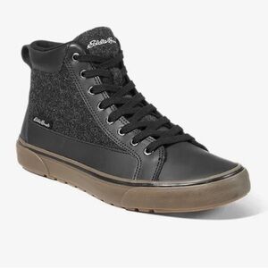 😎 NWT! Stylish leather Eddie Bauer Black Sneaker Boot